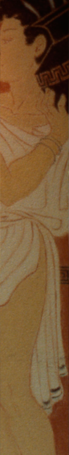 Wall painting in Greek style, HB coiffures, World Trade Centre, Amsterdam. Acrylics on granulated wall, 10 m x 220 cm.